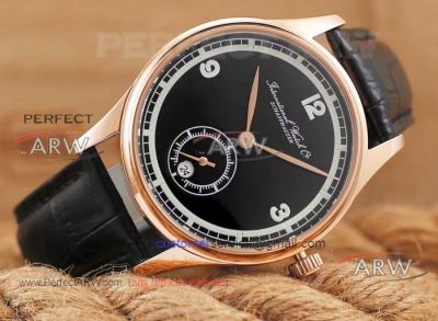 Perfect Replica IWC Portuguese Black Face 42mm Rose Gold Watch